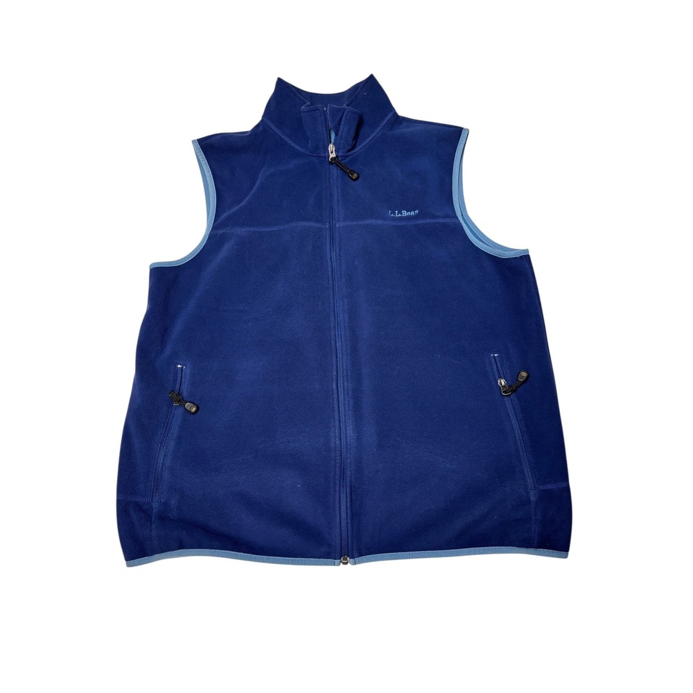 L.L.Bean Mens Fleece Vest Full Zip Blue Sleeveless Outdoor Activewear LG